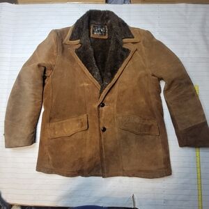 Vintage 70s Sears The Leather Shop Suede Coat Brown Size 44 Jacket Chore Barn
